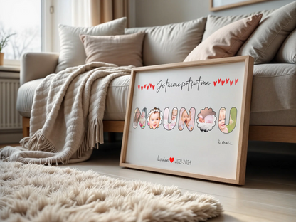 Affiche personnalisée - Mot Nounou avec Photos - Cadeau personnalisé nounou