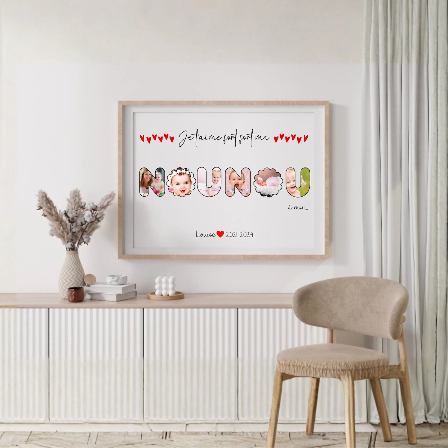 Affiche personnalisée - Mot Nounou avec Photos - Cadeau personnalisé nounou
