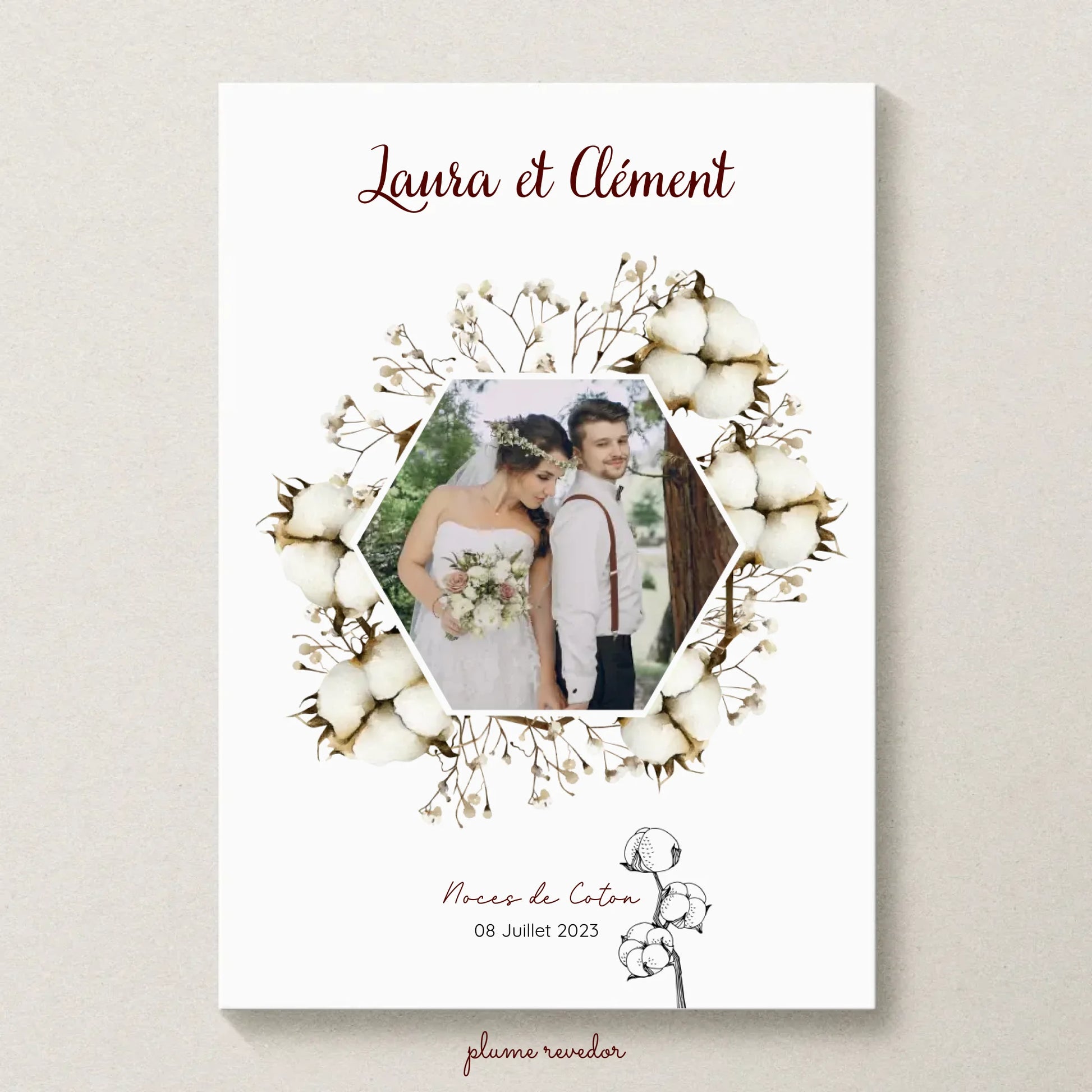 Affiche Personnalisée Noces de Coton - 1er Anniversaire de mariage