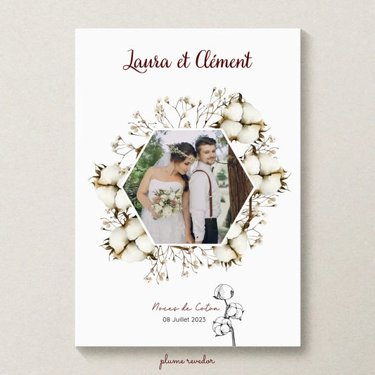 Affiche Personnalisée Noces de Coton - 1er Anniversaire de mariage