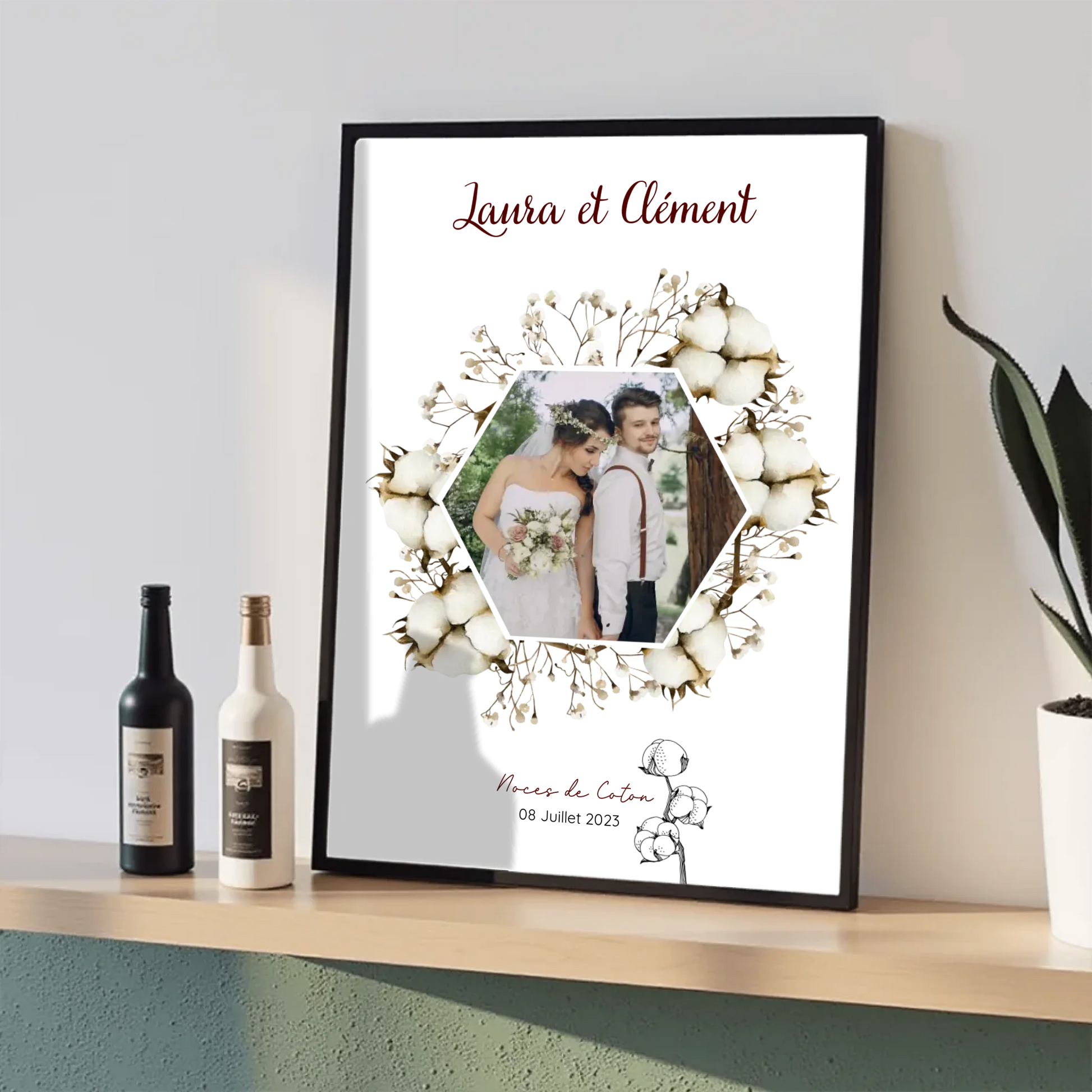 Affiche Personnalisée Noces de Coton - 1er Anniversaire de mariage