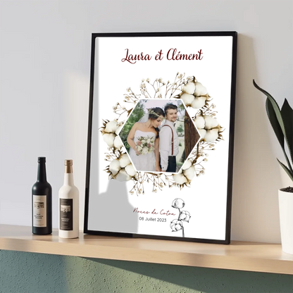 Affiche Personnalisée Noces de Coton - 1er Anniversaire de mariage