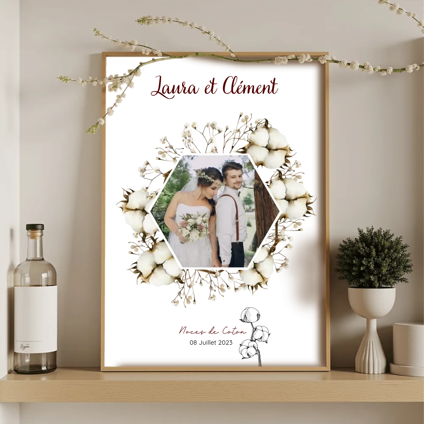 Affiche Personnalisée Noces de Coton - 1er Anniversaire de mariage