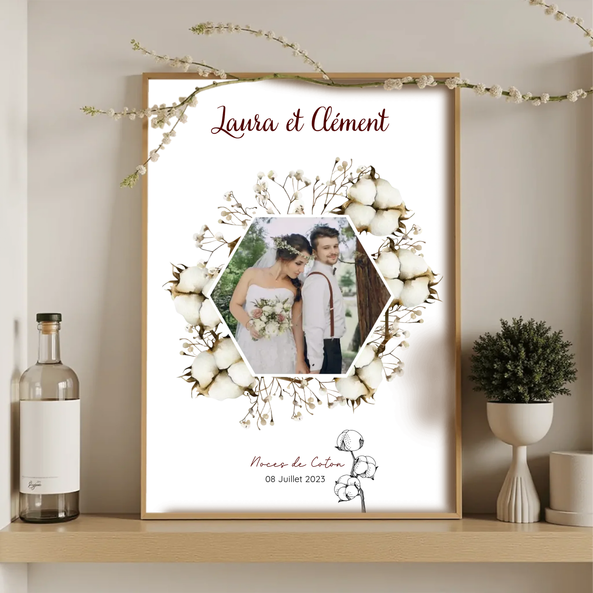 Affiche Personnalisée Noces de Coton - 1er Anniversaire de mariage