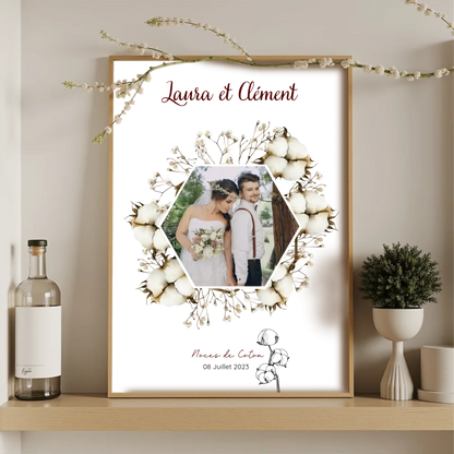 Affiche Personnalisée Noces de Coton - 1er Anniversaire de mariage