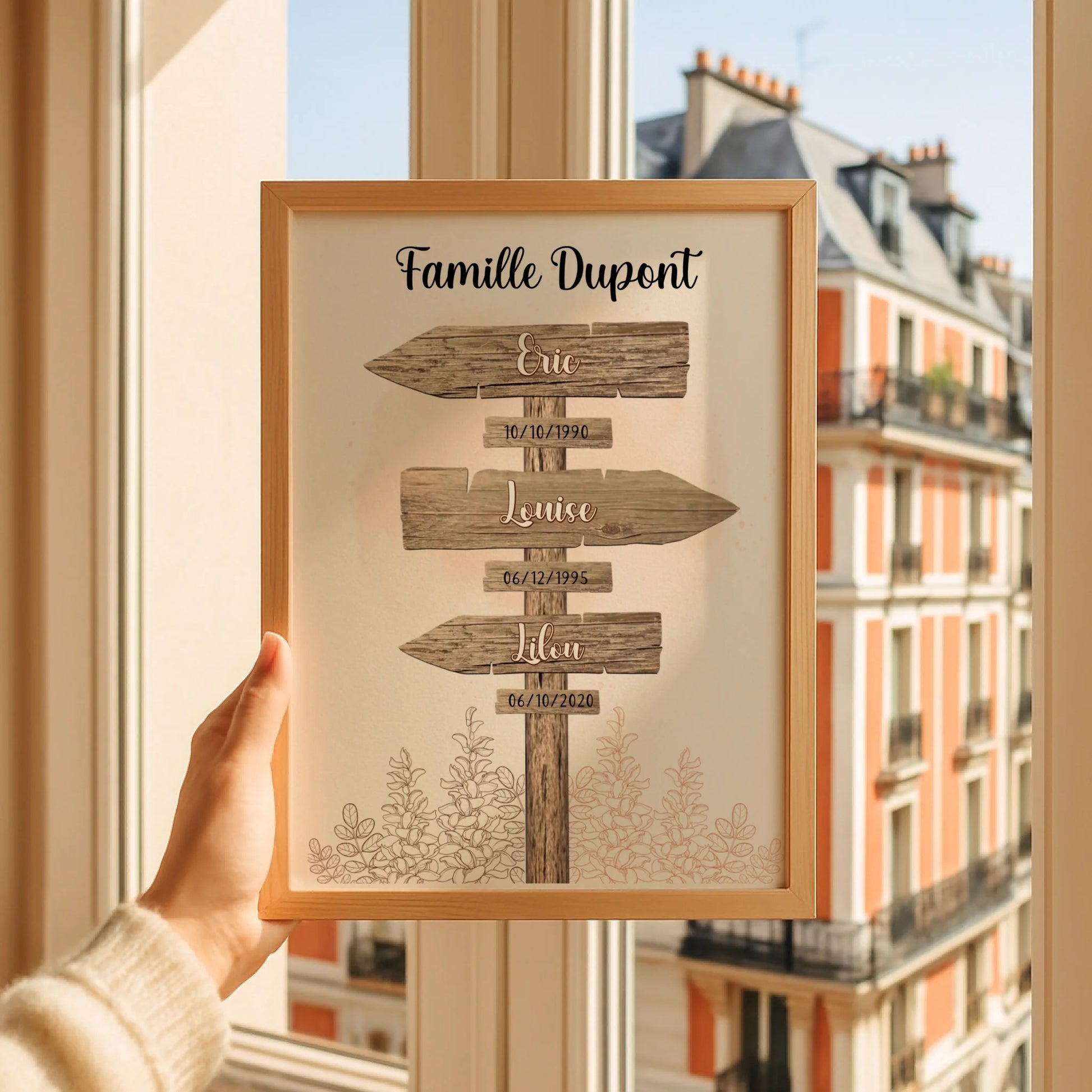 Affiche personnalisée Famille Panneau de Direction - Cadeau personnalisé Famille