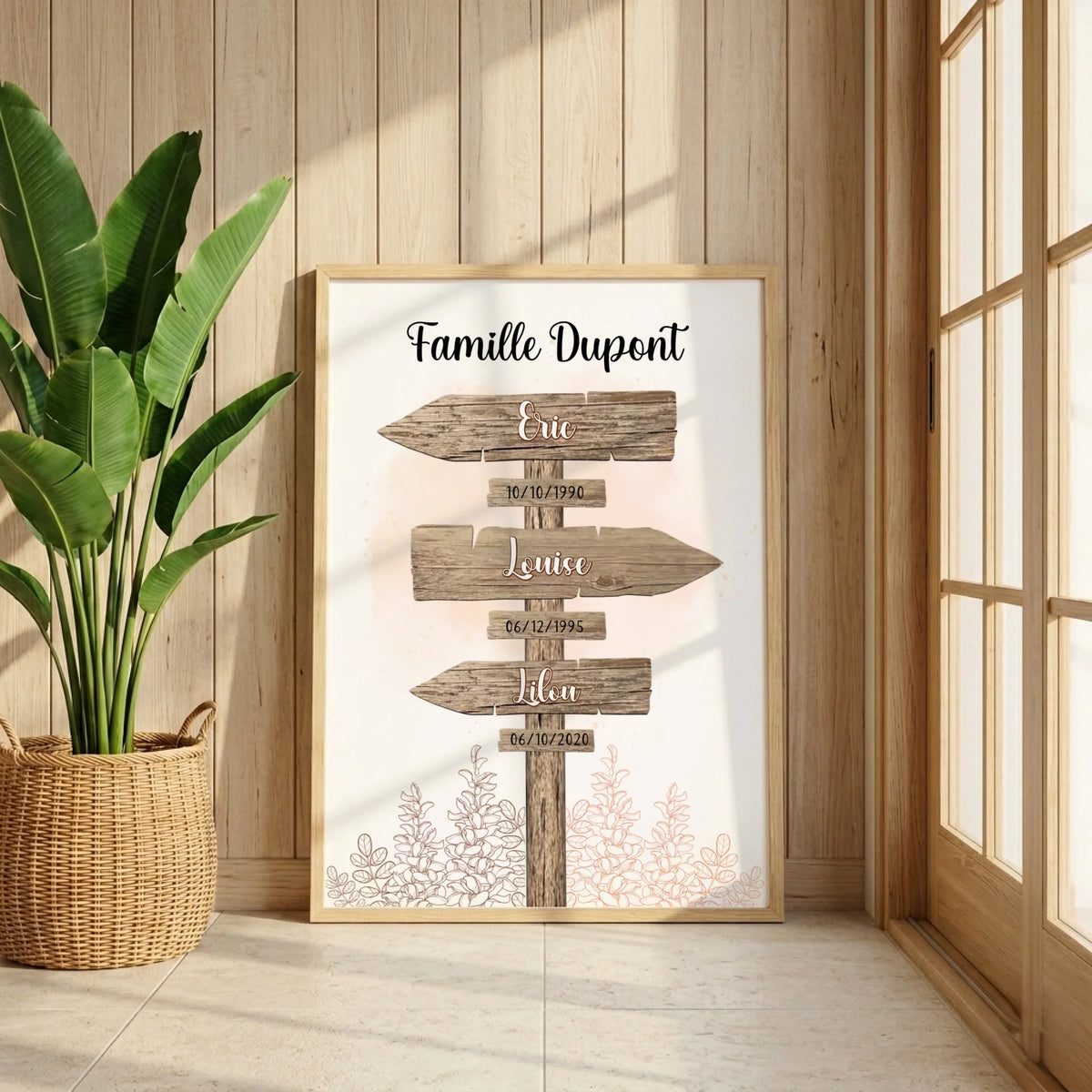Affiche personnalisée Famille Panneau de Direction - Cadeau personnalisé Famille