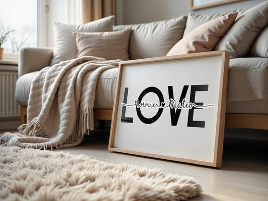 Affiche personnalisée Couple Mot et Prénoms - Cadeau personnalisé couple