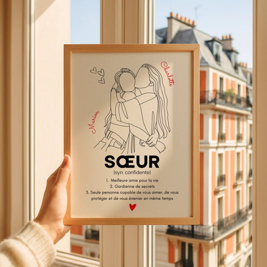 Affiche personnalisée Sœur Définition - cadeau personnalisé sœur