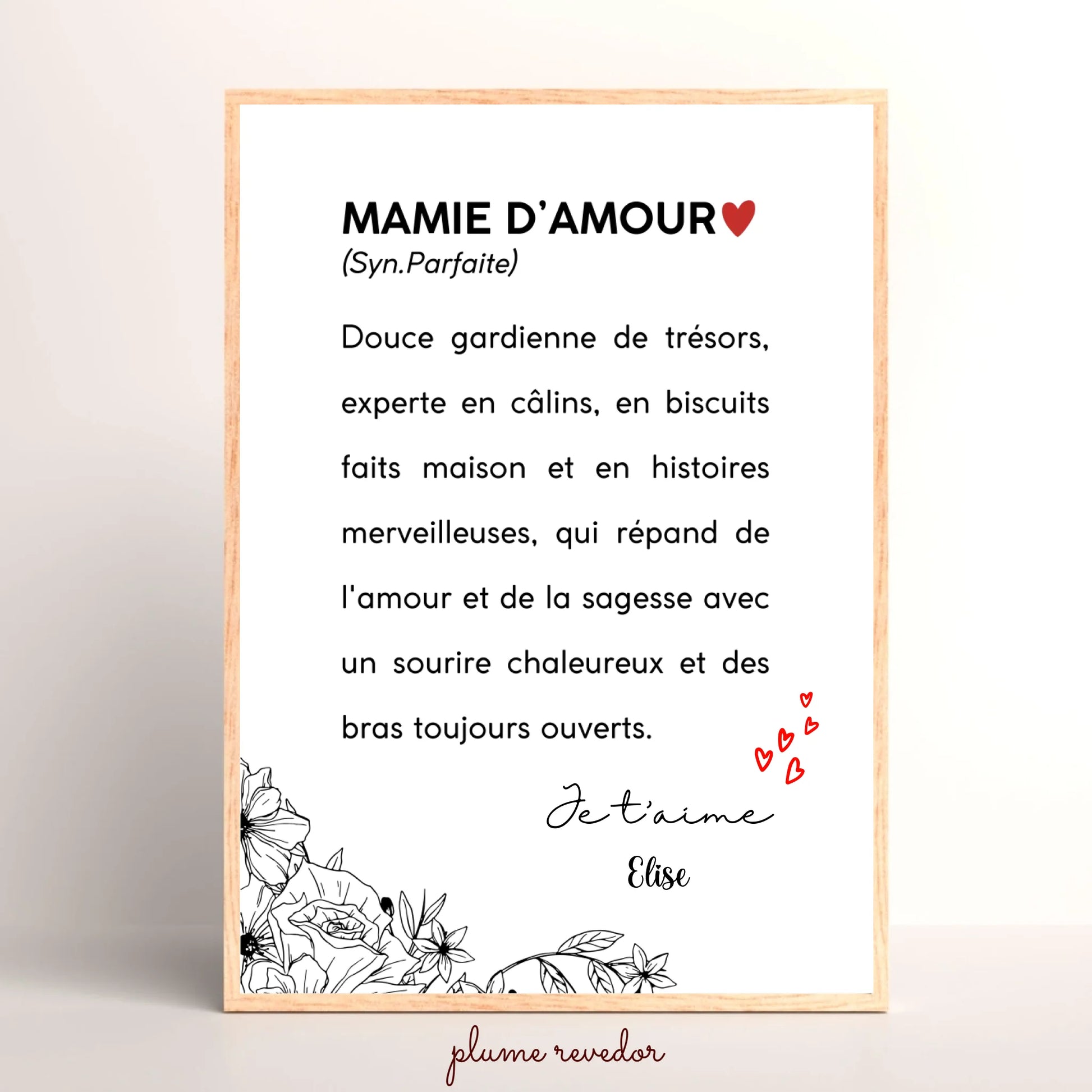 Affiche Personnalisée Mamie Définition - cadeau personnalisé mamie
