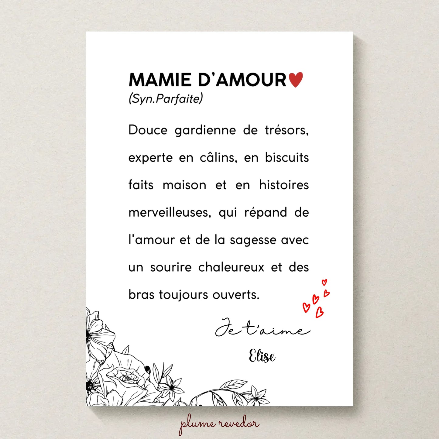 Affiche Personnalisée Mamie Définition - cadeau personnalisé mamie
