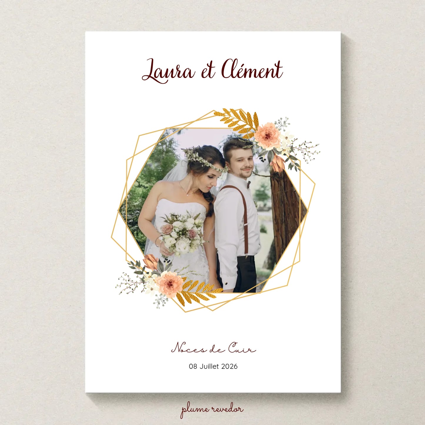 Cadeau Noces de Cuir Personnalisé - Affiche 2 Ans de Mariage