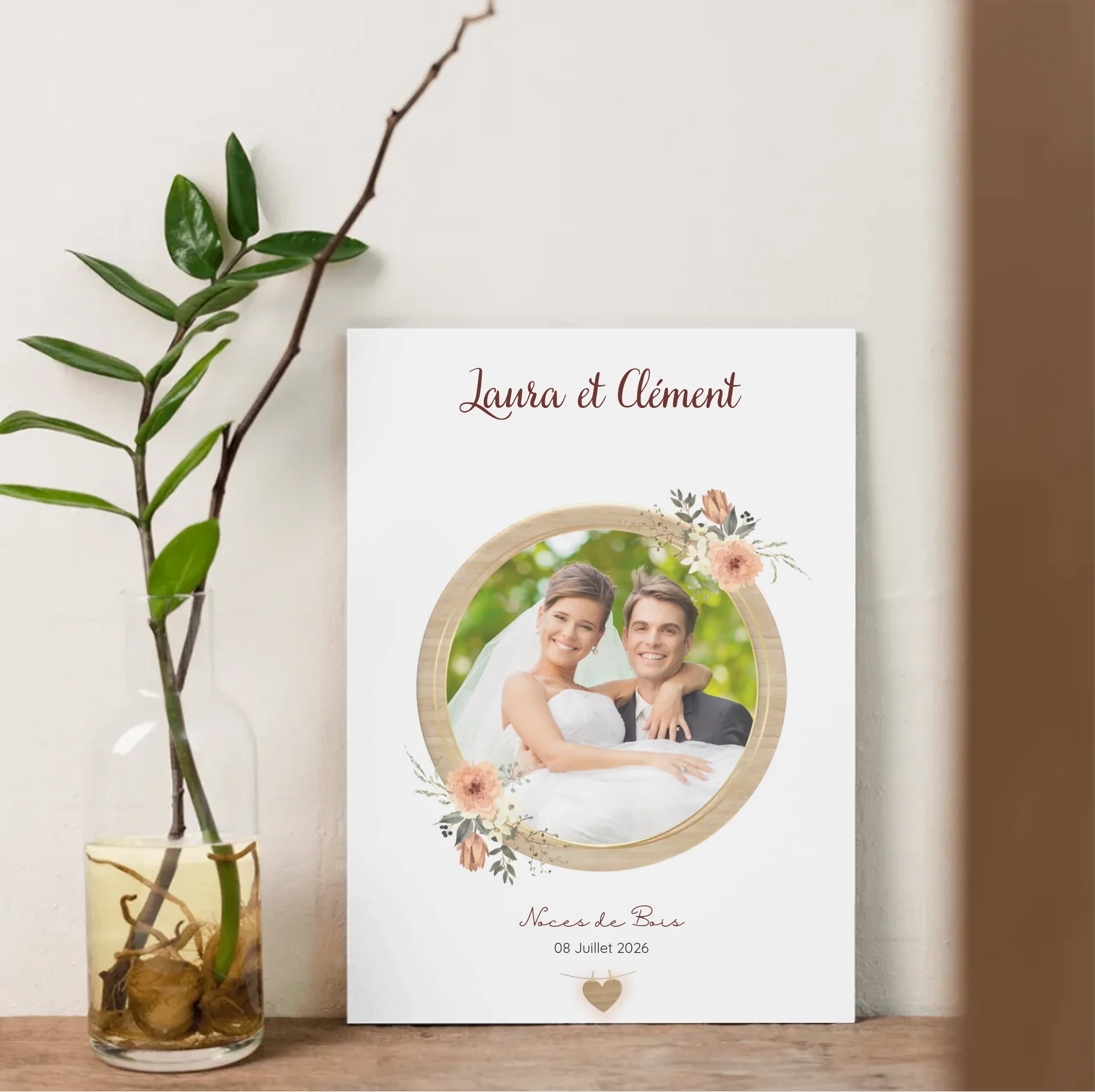 Affiche Personnalisée Noces de bois - Cadeau noces de Bois - Cadeau Anniversaire de mariage