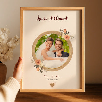 Affiche Personnalisée Noces de bois - Cadeau noces de Bois - Cadeau Anniversaire de mariage