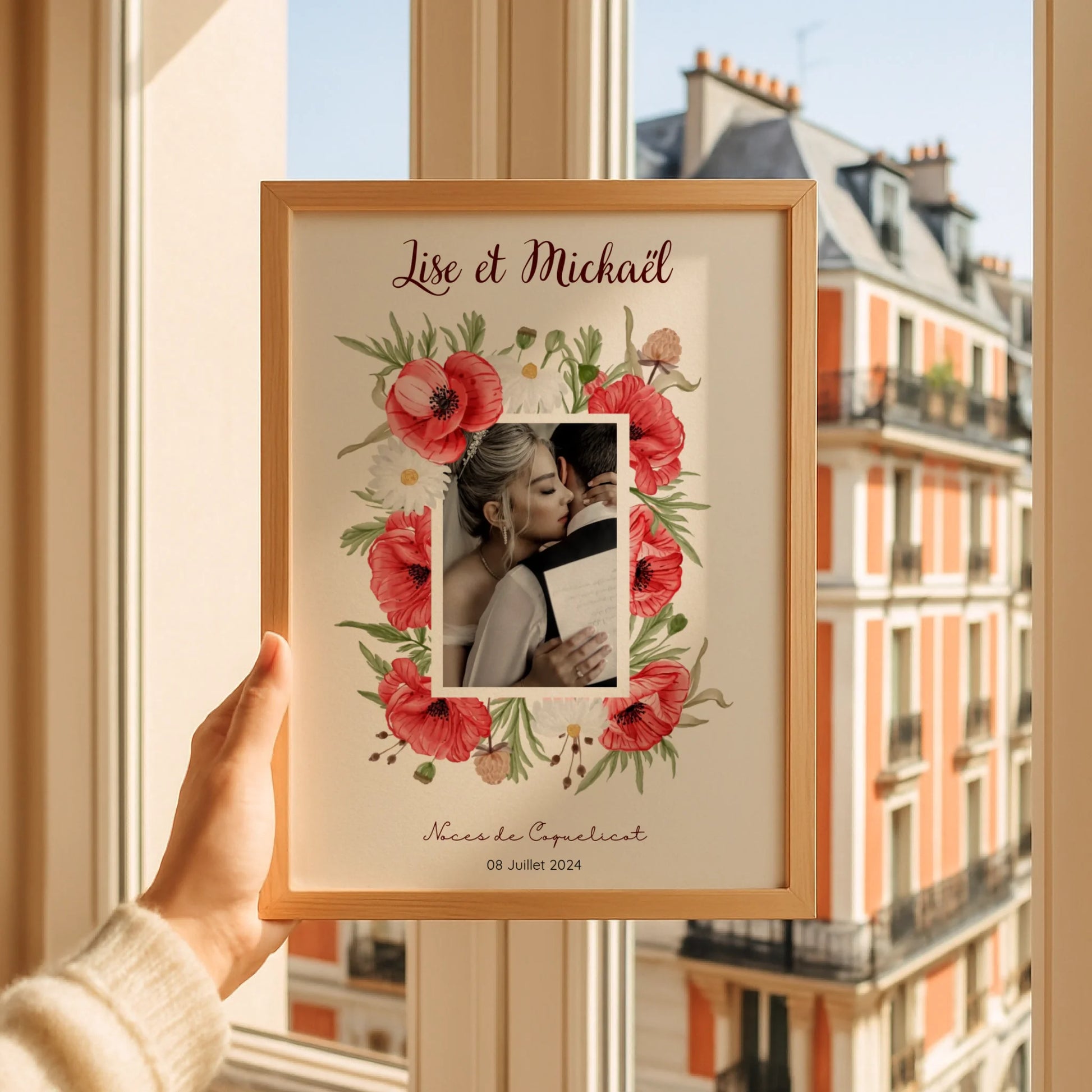 Affiche Personnalisée Noces de coquelicots - Cadeau anniversaire de Mariage