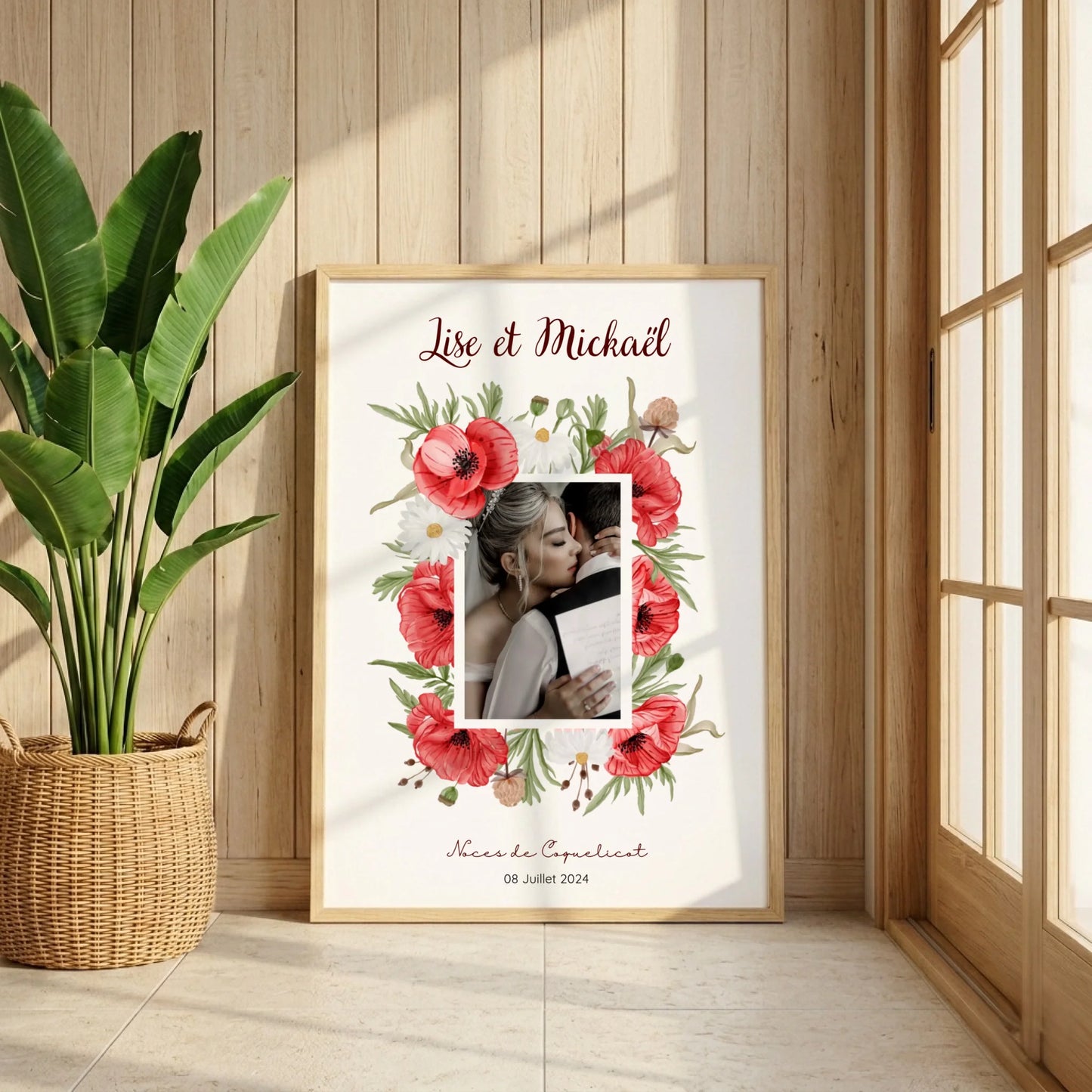 Affiche Personnalisée Noces de coquelicots - Cadeau anniversaire de Mariage