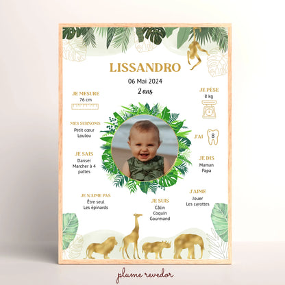 Affiche personnalisée - Anniversaire Baptême Jungle