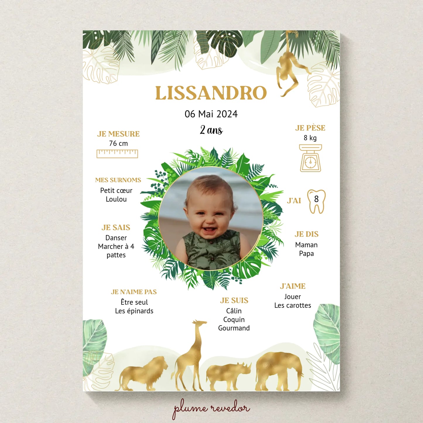 Affiche personnalisée - Anniversaire Baptême Jungle