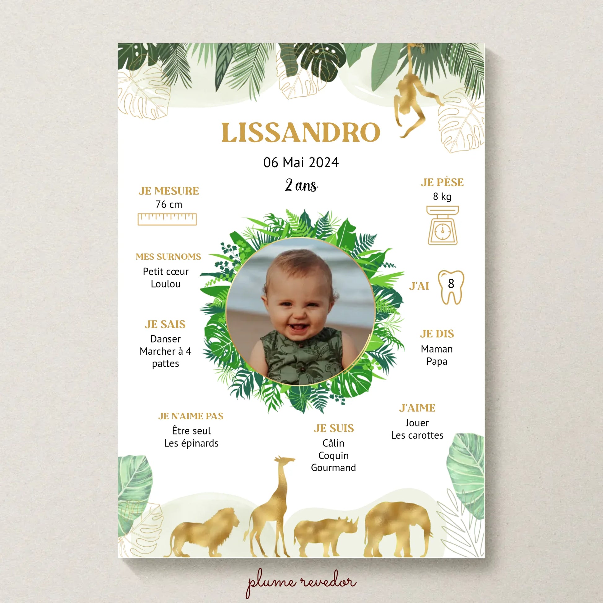 Affiche personnalisée - Anniversaire Baptême Jungle