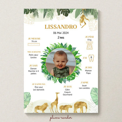 Affiche personnalisée - Anniversaire Baptême Jungle