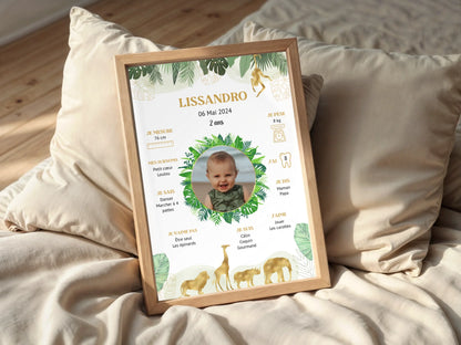 Affiche personnalisée - Anniversaire Baptême Jungle