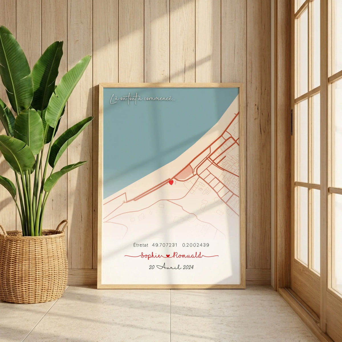Affiche personnalisée - couple carte du lieu de rencontre - là où tout à commencé