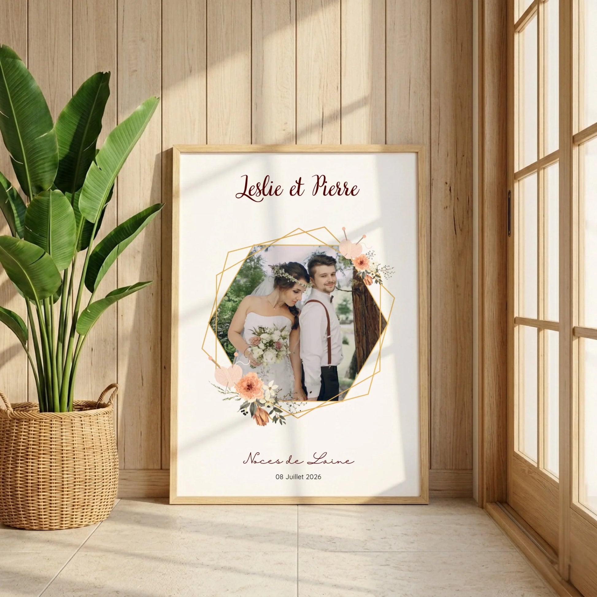 Affiche Personnalisée Noces de Laine- Cadeau Unique pour 7ème Anniversaire de Mariage