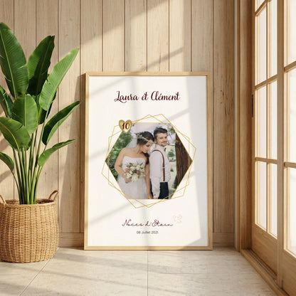 Affiche Personnalisée - Noces d'Etain - Cadeau Unique pour 10ème Anniversaire de Mariage