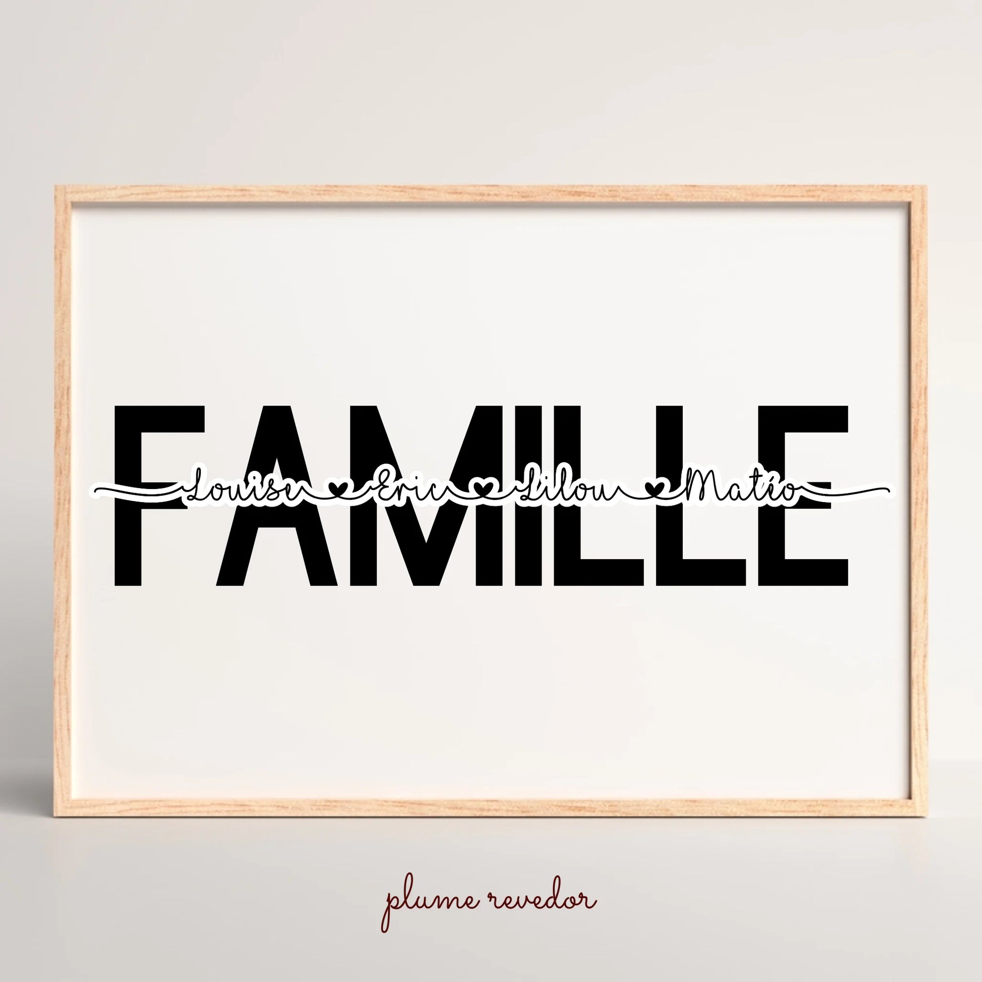 Affiche famille personnalisée — mot composé de vos prénoms entrelacés