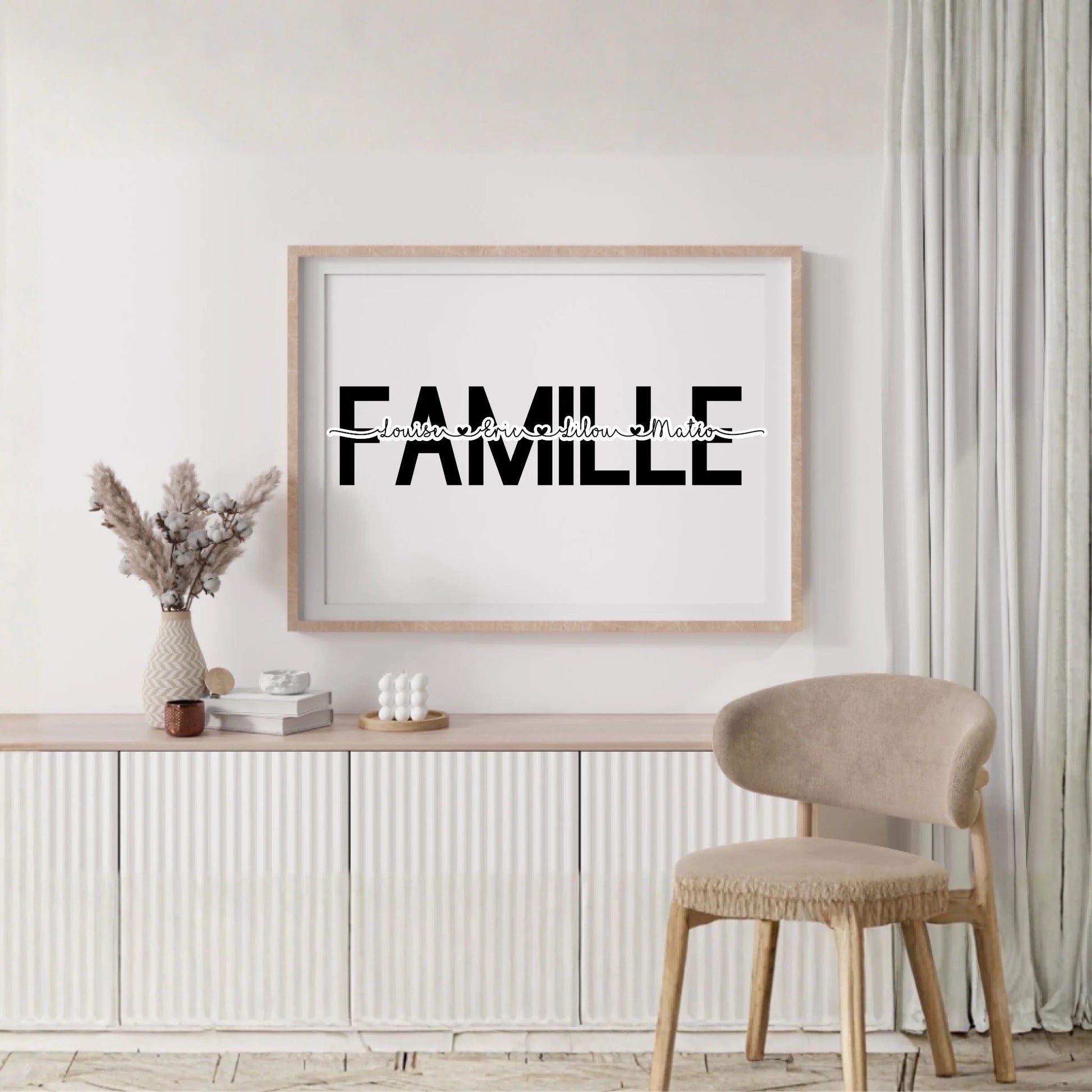 Affiche famille personnalisée — mot composé de vos prénoms entrelacés