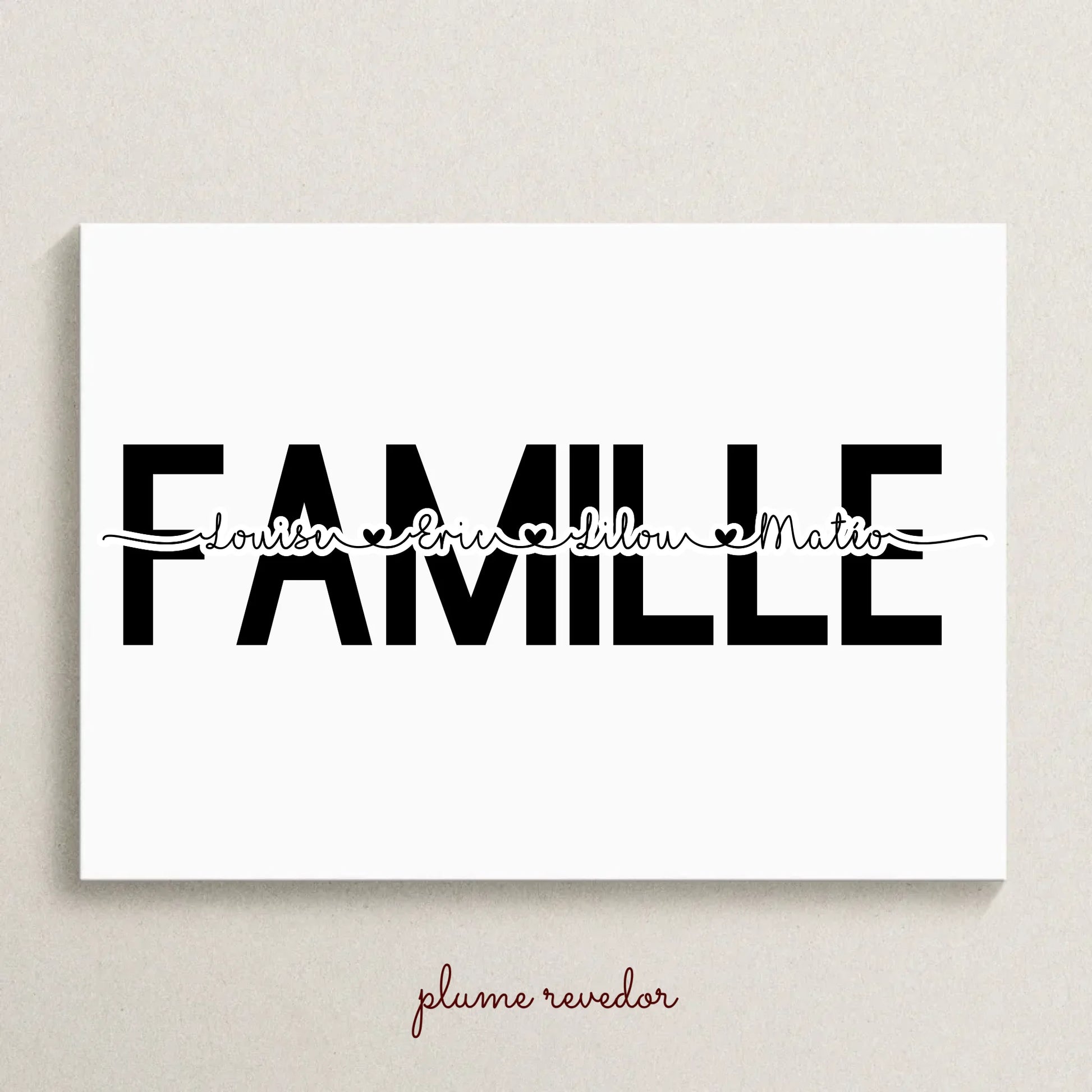 Affiche famille personnalisée — mot composé de vos prénoms entrelacés