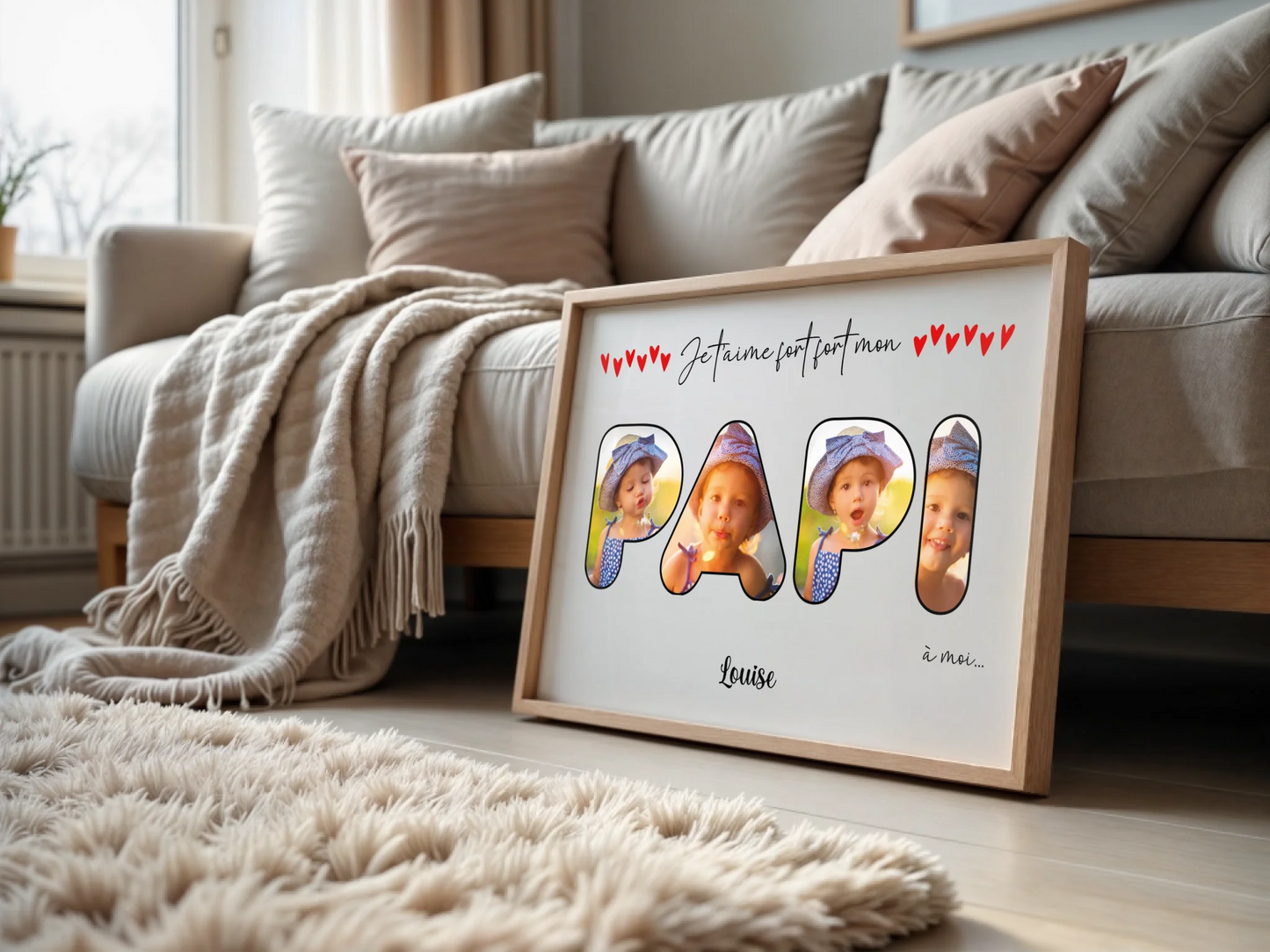 Affiche Papi personnalisée — le mot PAPI composé de vos photos