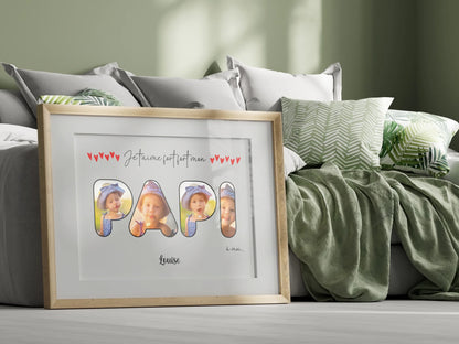 Affiche Papi personnalisée — le mot PAPI composé de vos photos