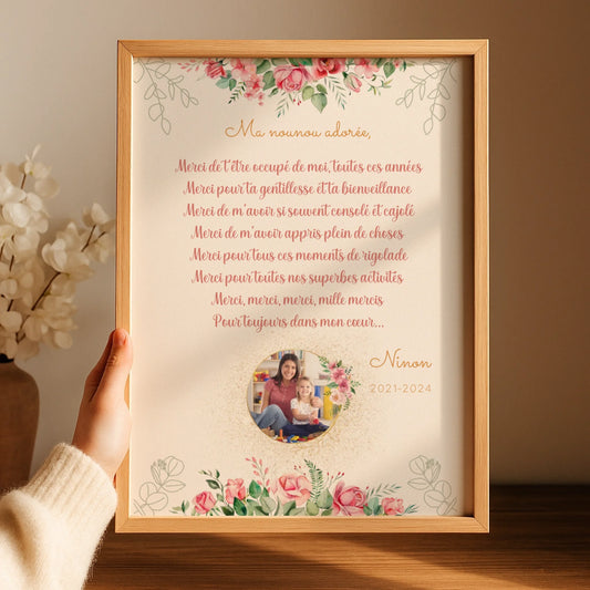 Affiche personnalisée - Nounou ou Crèche avec Texte et photo