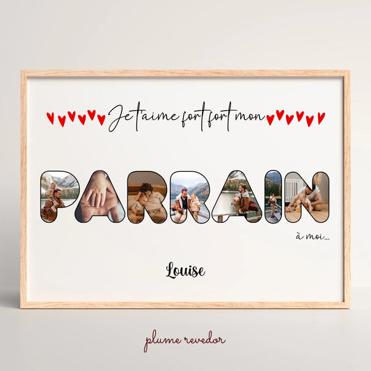 Affiche personnalisée - Mot Parrain avec photos