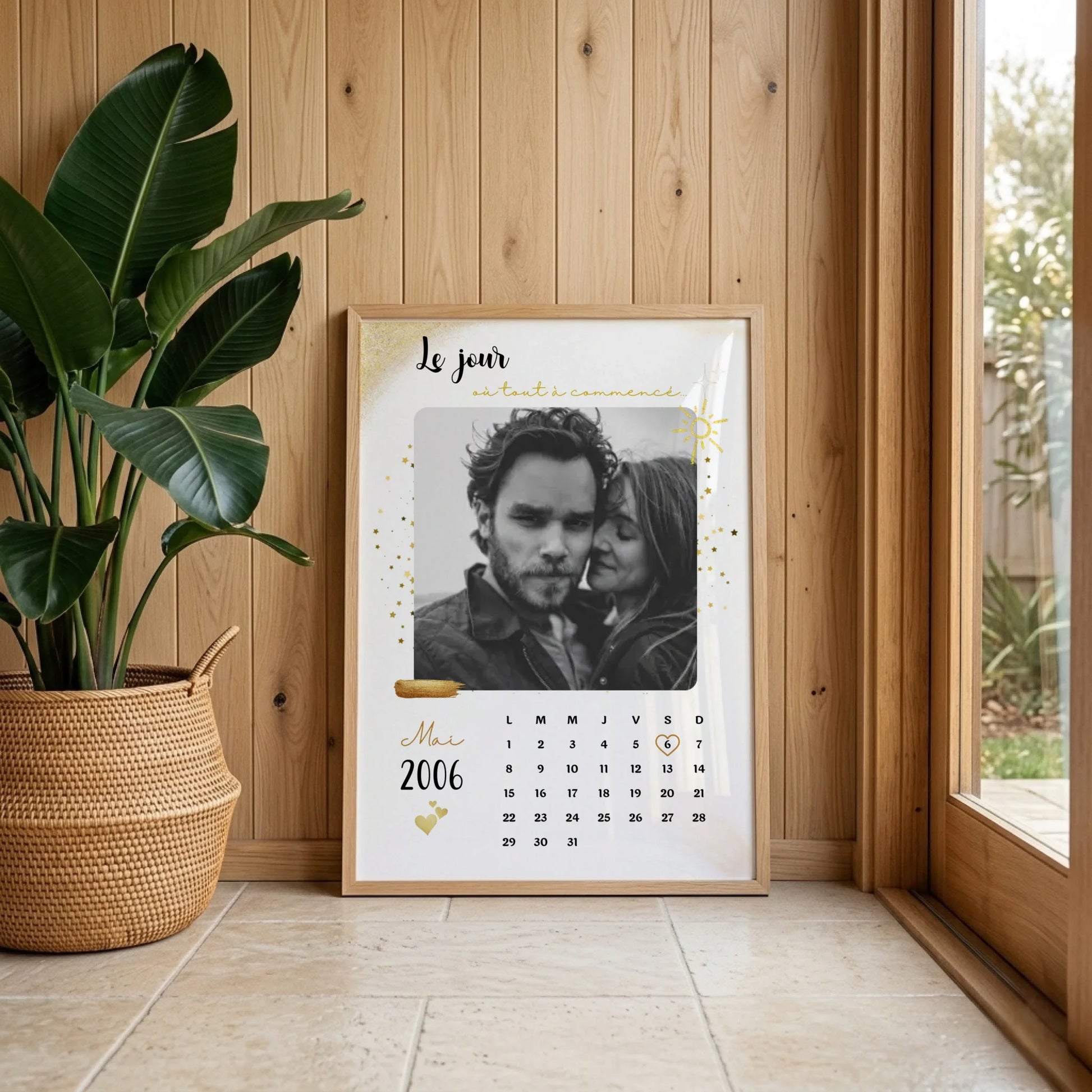 Affiche Personnalisée - couple Calendrier date de rencontre, prénoms, photo