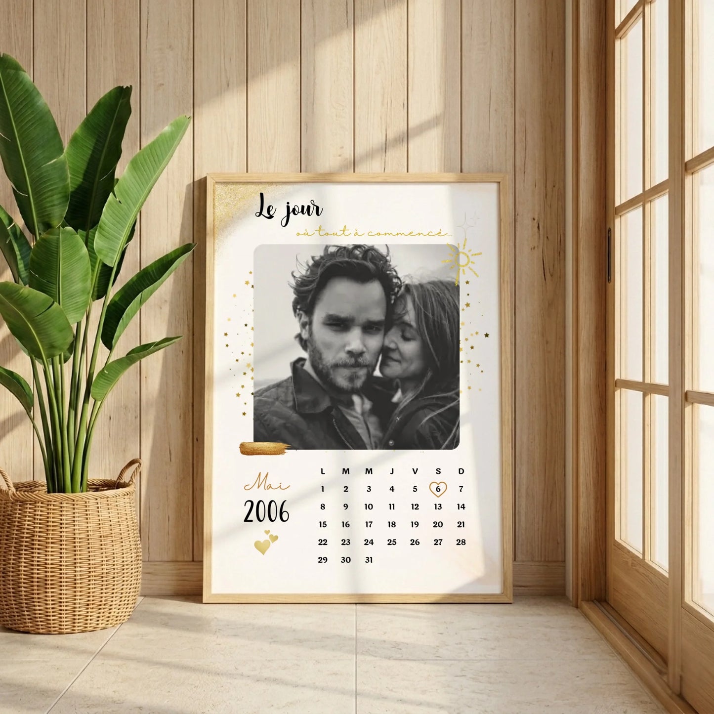 Affiche Personnalisée - couple Calendrier date de rencontre, prénoms, photo