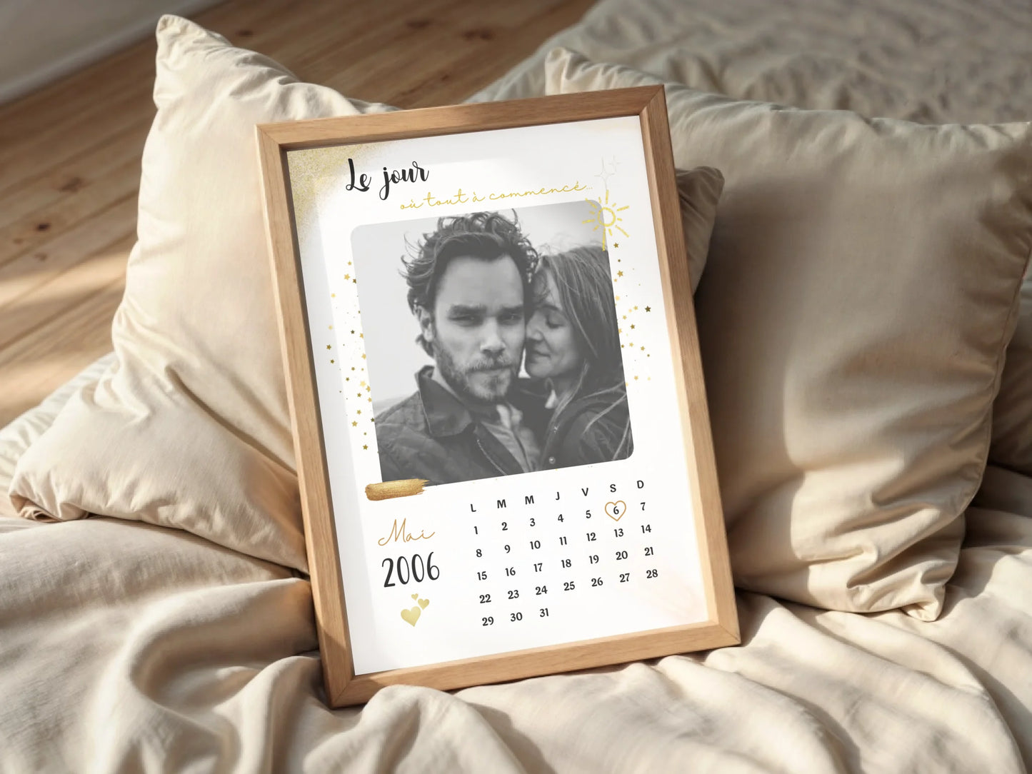 Affiche Personnalisée - couple Calendrier date de rencontre, prénoms, photo