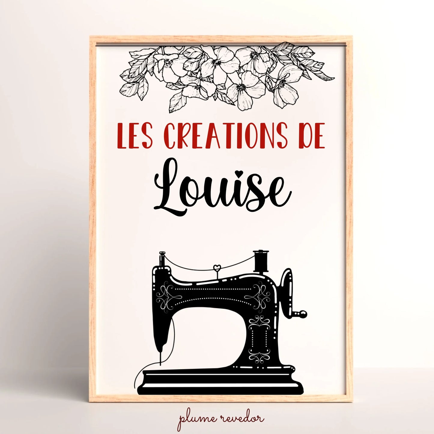 Affiche couture personnalisée — « Les créations de… » avec le prénom