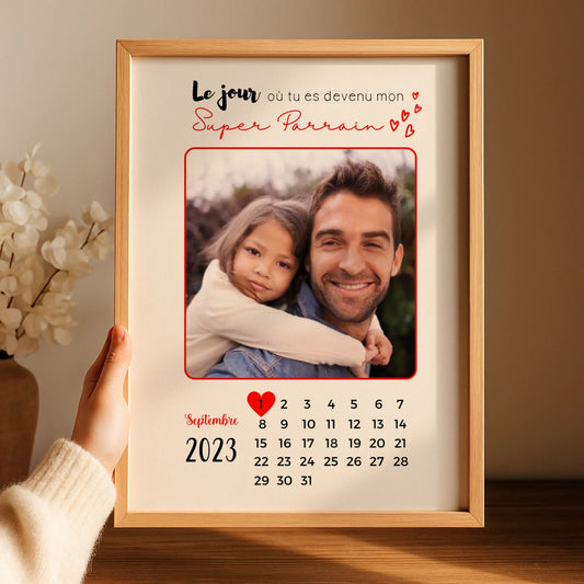 Affiche personnalisée - Parrain Calendrier avec photo - Cadeau personnalisé parrain 