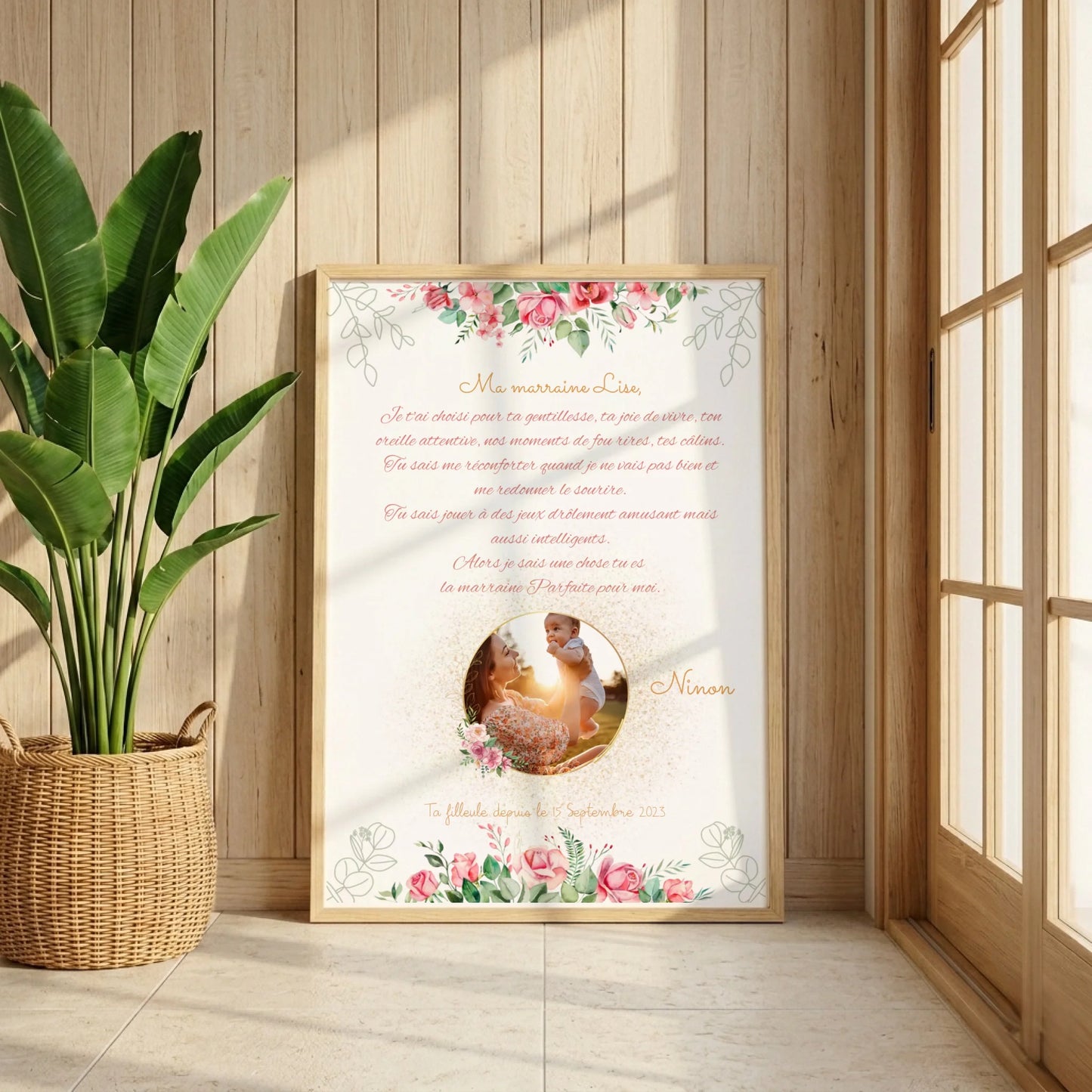 Affiche personnalisée - Marraine ou Parrain avec Texte et photo - cadeau personnalisé Marraine Parrain