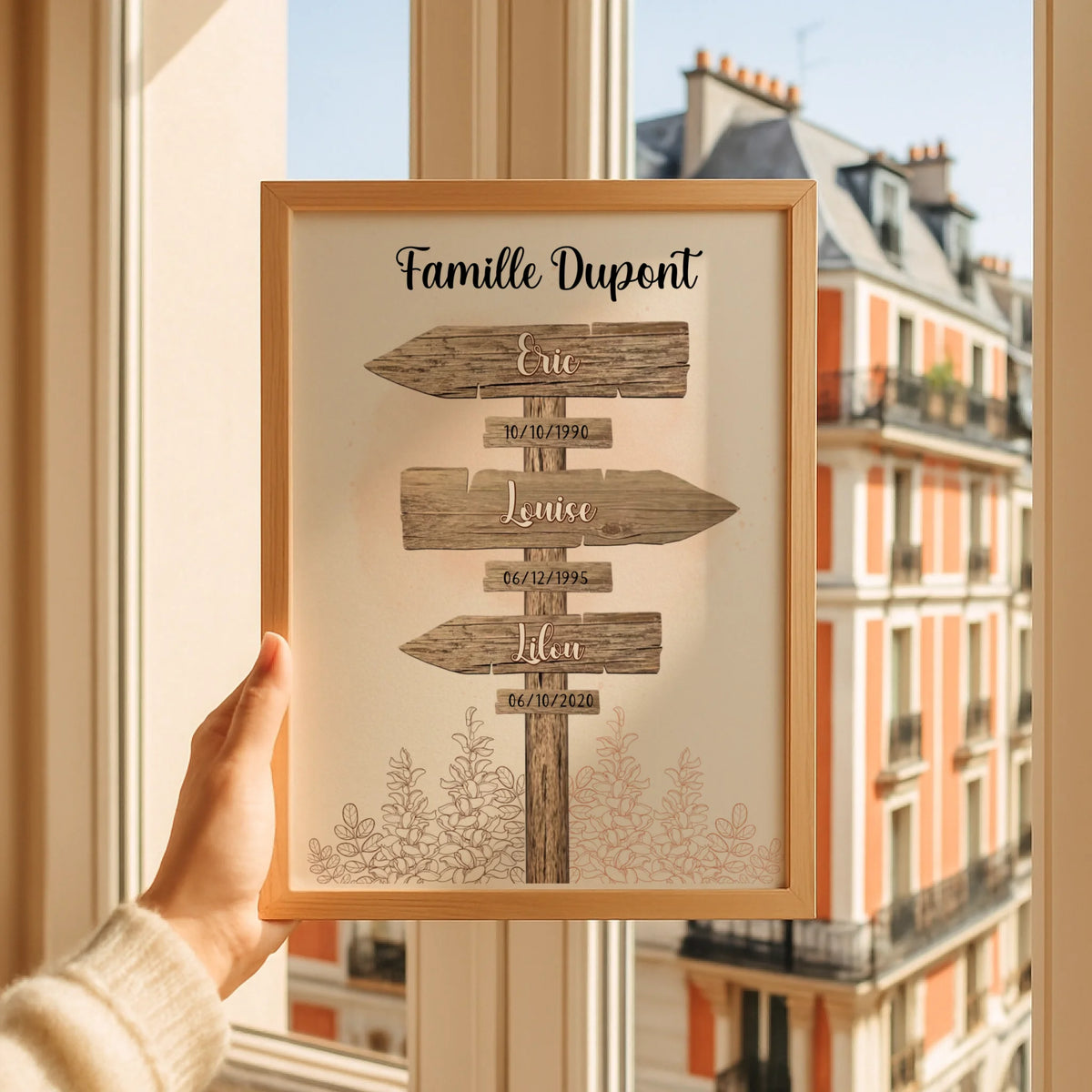 Affiche personnalisée Famille Panneau de Direction - Cadeau personnalisé Famille