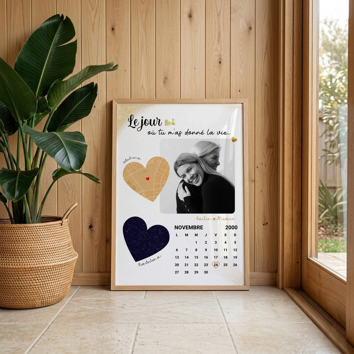 Affiche Personnalisée Maman Calendrier avec Photo, Plan et Carte des étoiles
