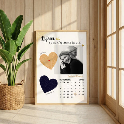 Affiche Personnalisée Maman Calendrier avec Photo, Plan et Carte des étoiles