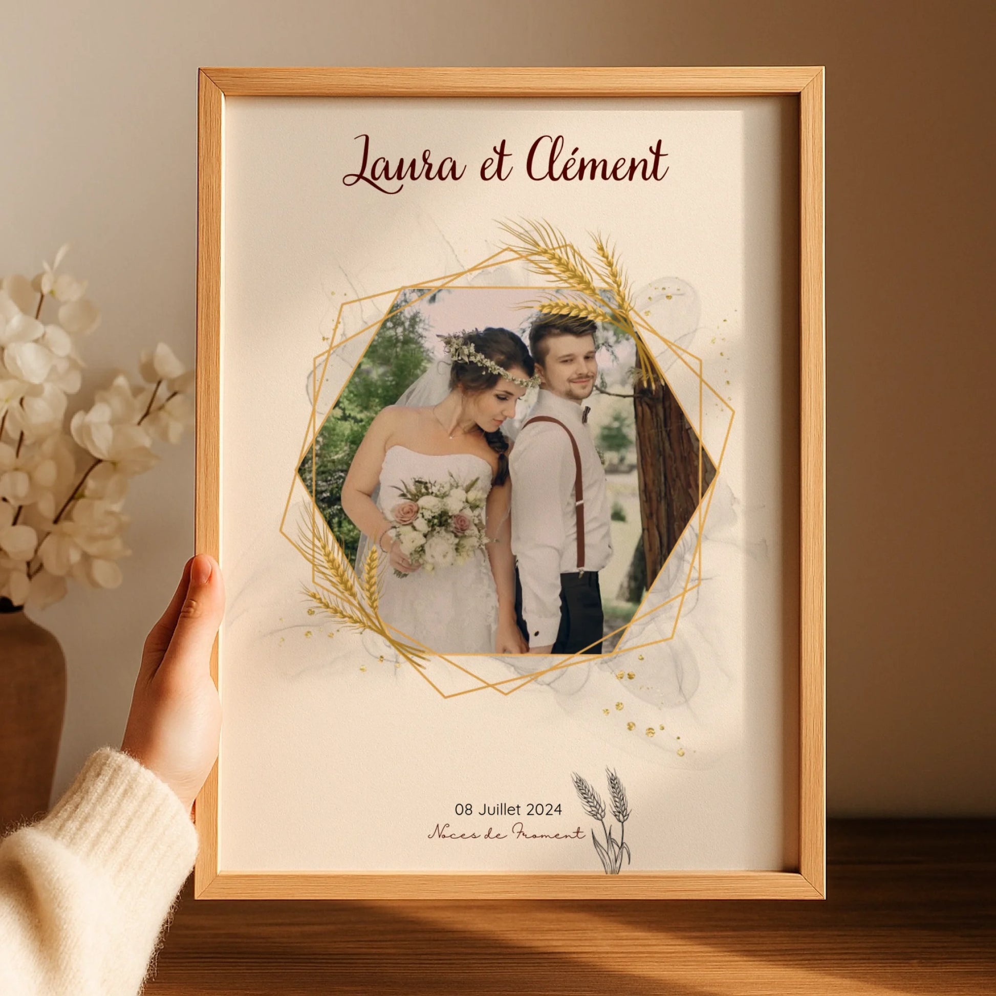 Cadeau Noces de Froment Personnalisé - Affiche 3 Ans de Mariage