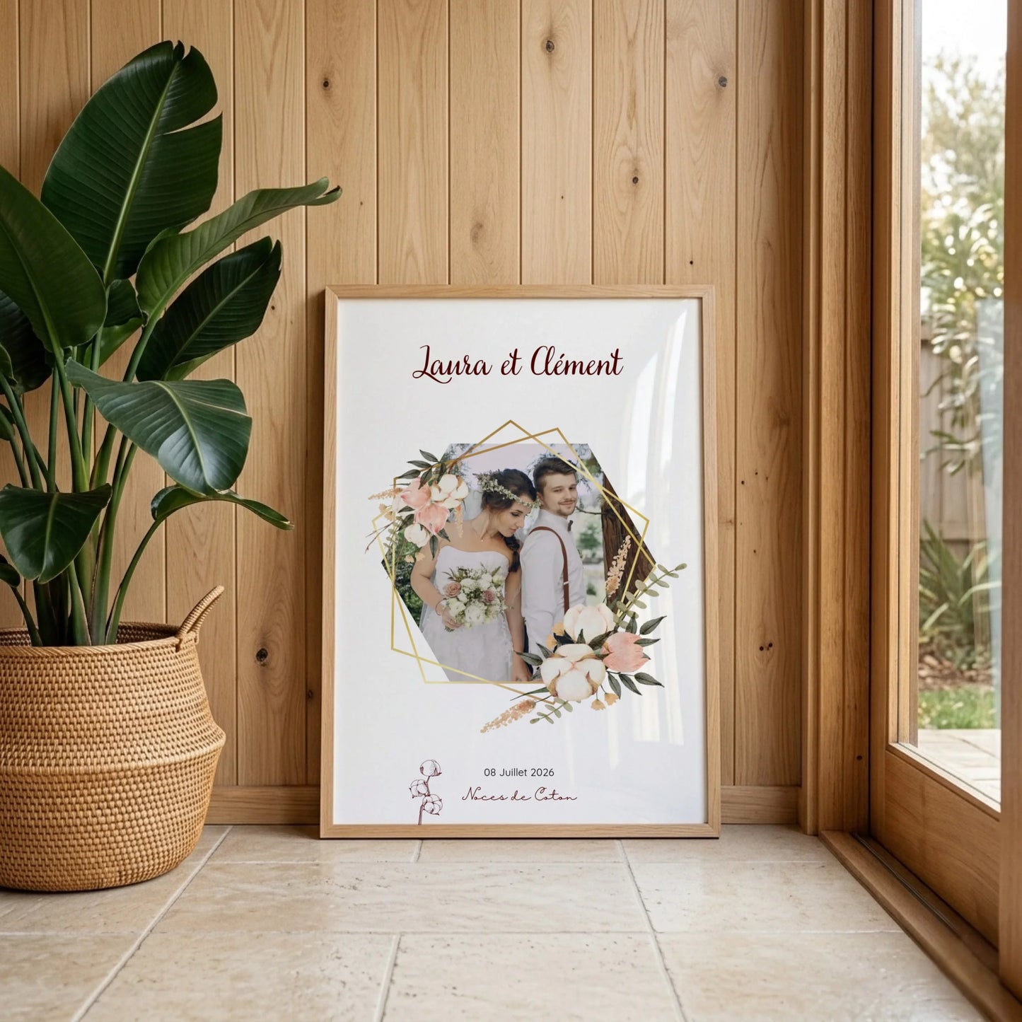 Cadeau Noces de Coton Personnalisé - Affiche 1 An de Mariage
