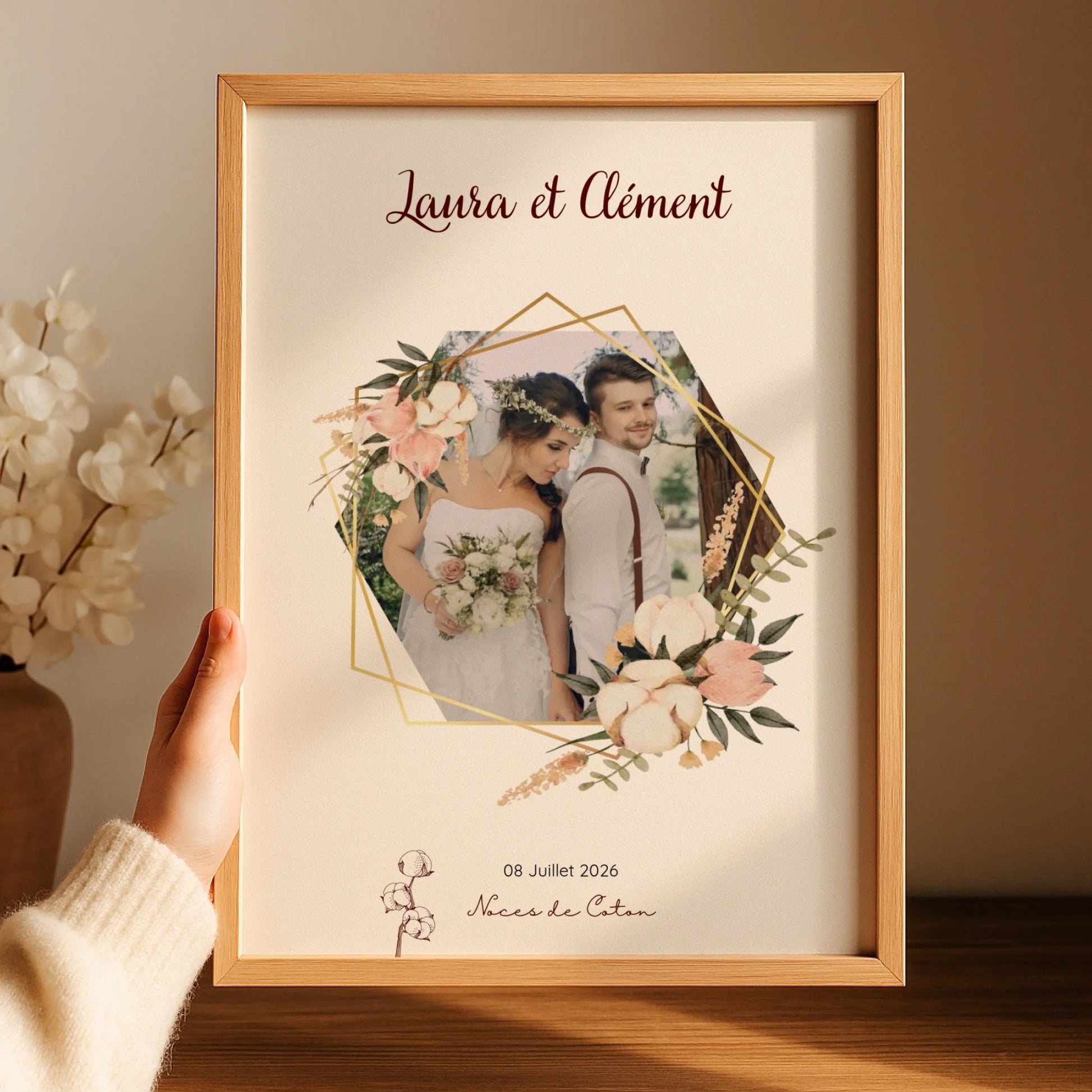 Cadeau Noces de Coton Personnalisé - Affiche 1 An de Mariage