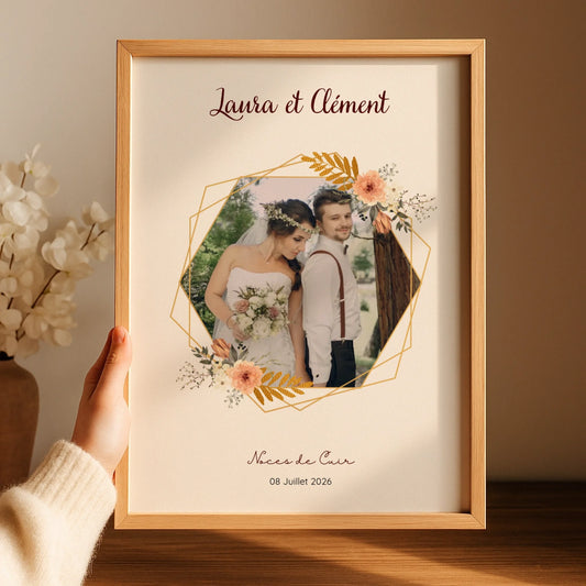 Cadeau Noces de Cuir Personnalisé - Affiche 2 Ans de Mariage