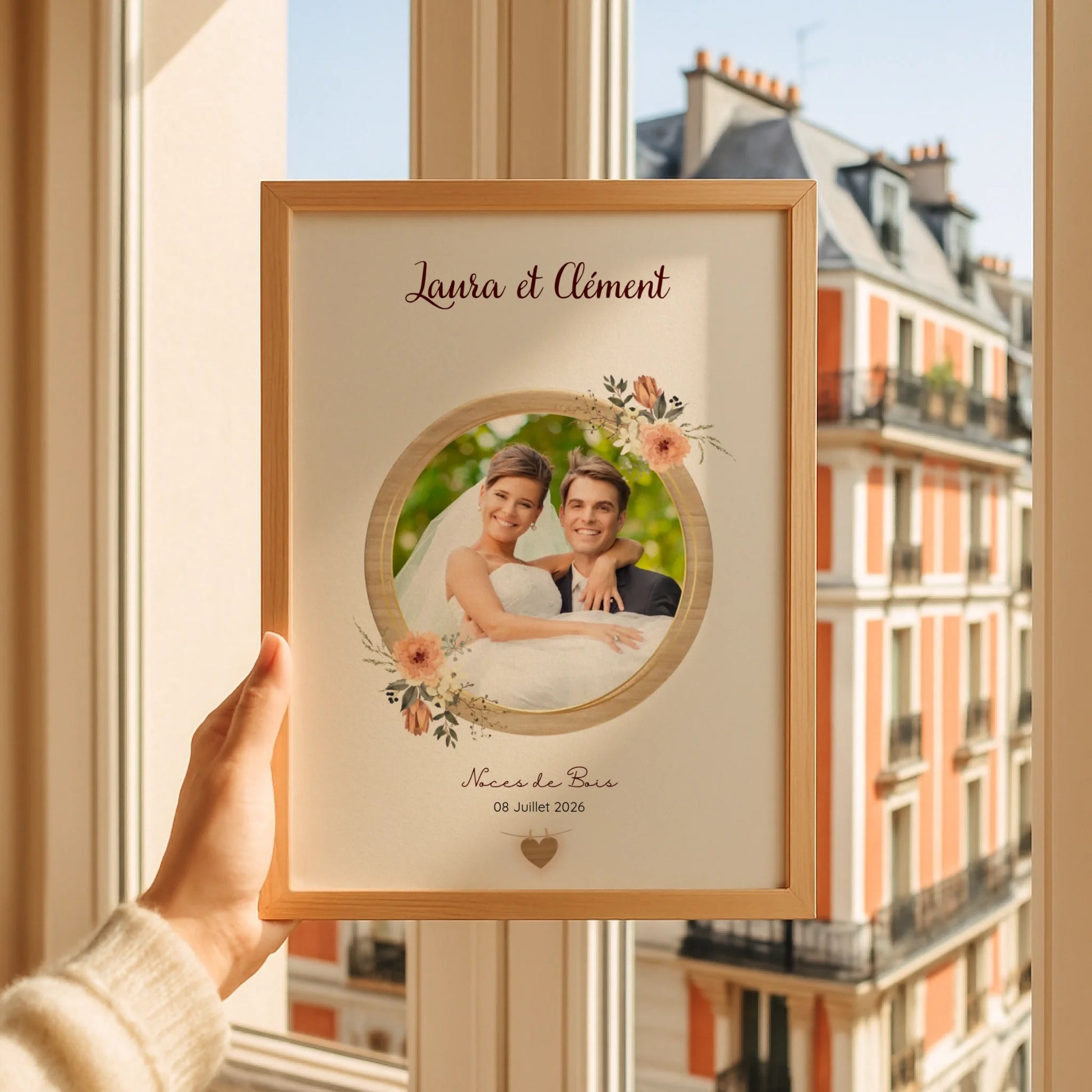 Affiche Personnalisée Noces de bois - Cadeau noces de Bois - Cadeau Anniversaire de mariage