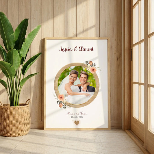 Affiche Personnalisée Noces de bois - Cadeau noces de Bois - Cadeau Anniversaire de mariage